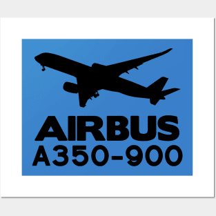 Airbus A350-900 Silhouette Print (Black) Posters and Art